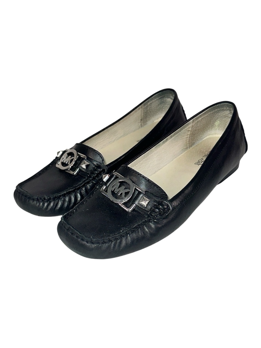 Michael Kors Black Leather Charm Moccasin Flats Size 7.5 Classic Loafer